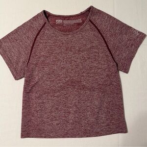 PINK Victoria's Secret Seamless Short Sleeve Workout Top Maroon Heather XL
